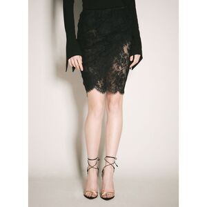 Saint Laurent Women Wrap Lace Pencil Skirt